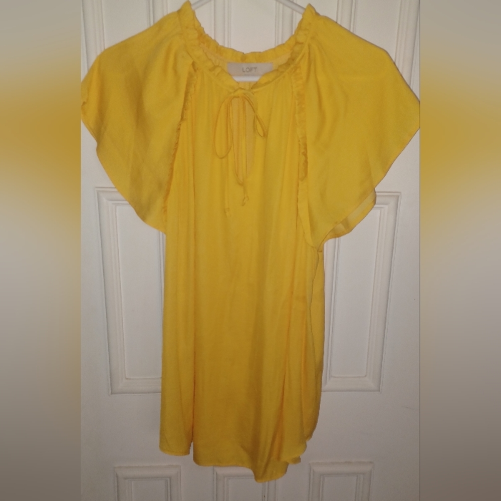 Lofy Womens Gold XLarge Puff Short Sleeve Blouse Top Shirt